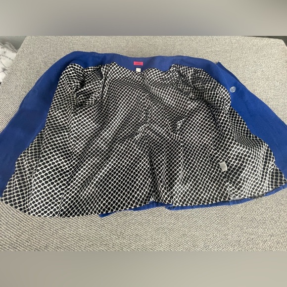 Lux Blue Pea Coat Asymmetrical Design Tailored Fit - Picture 14 of 16